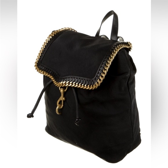 NWT Rebecca Minkoff Black Gold Chain Backpack Leather Trim Flap Backpack main image 5